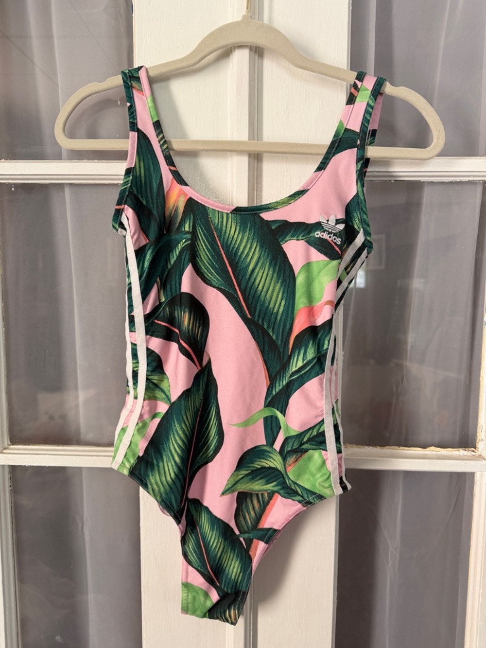 Adidas x Farm Rio Palm Pink One Piece Swimsuit Bodysuit